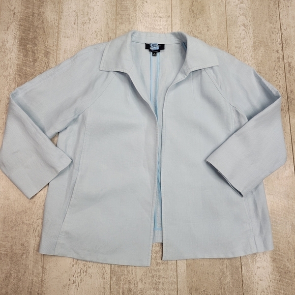 TALBOTS Powder Blue Irish Linen Blazer Jacket Size X - Picture 1 of 9